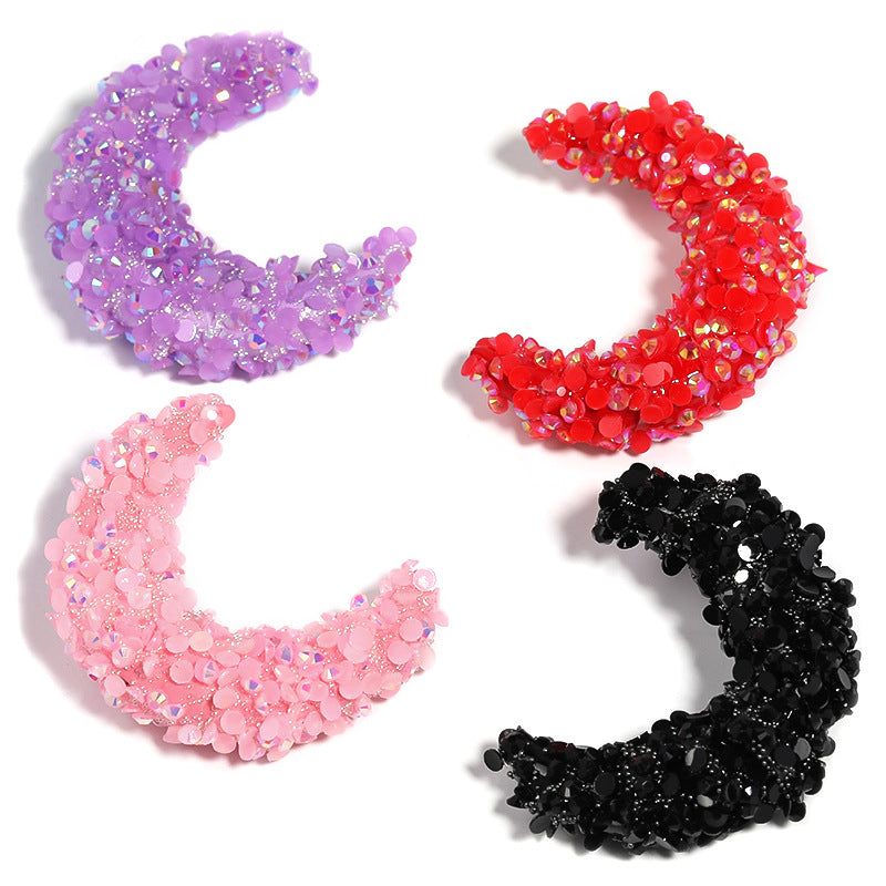 Wholesale 10PCS Jelly Color Big Moon Resin Drill Beads Cross Hole Acrylic Beads